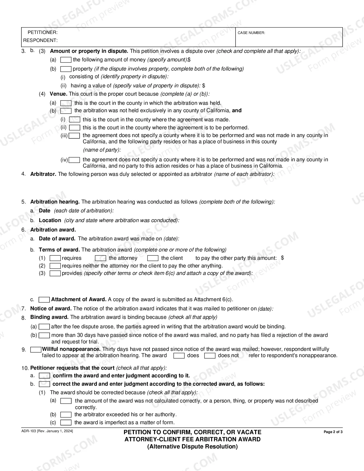 Preview Petition After Attorney - Client Fee Arbitration - to confirm, correct, or vacate award