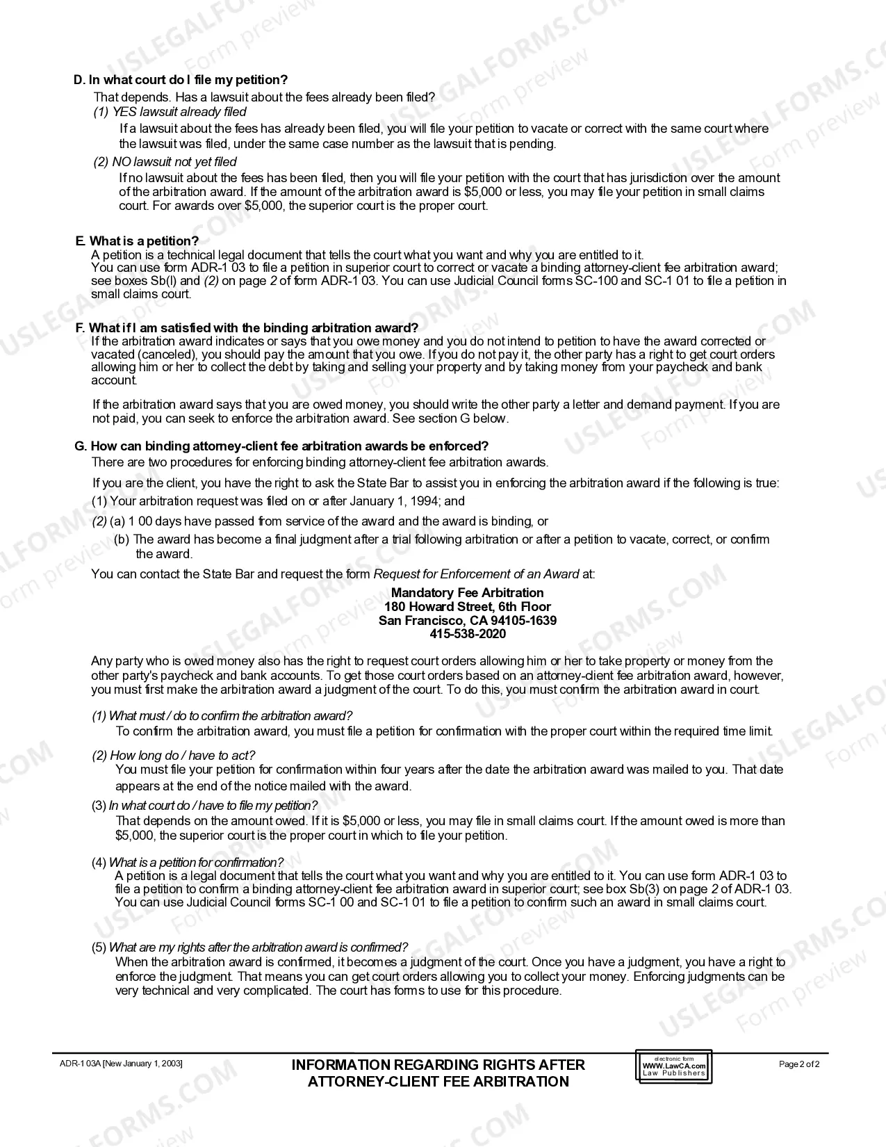 Preview Information Regarding Rights After Attorney - Client Fee Arbitration