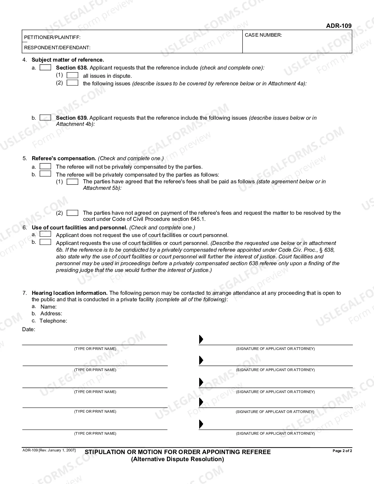 Preview Stipulation or Motion for Order Appointing Referee