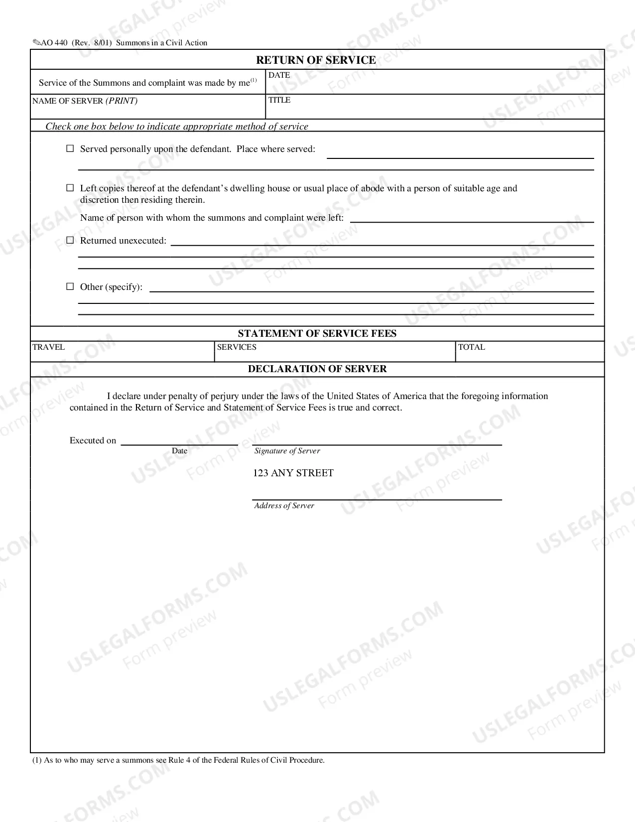 Preview Summons in a Civil Action