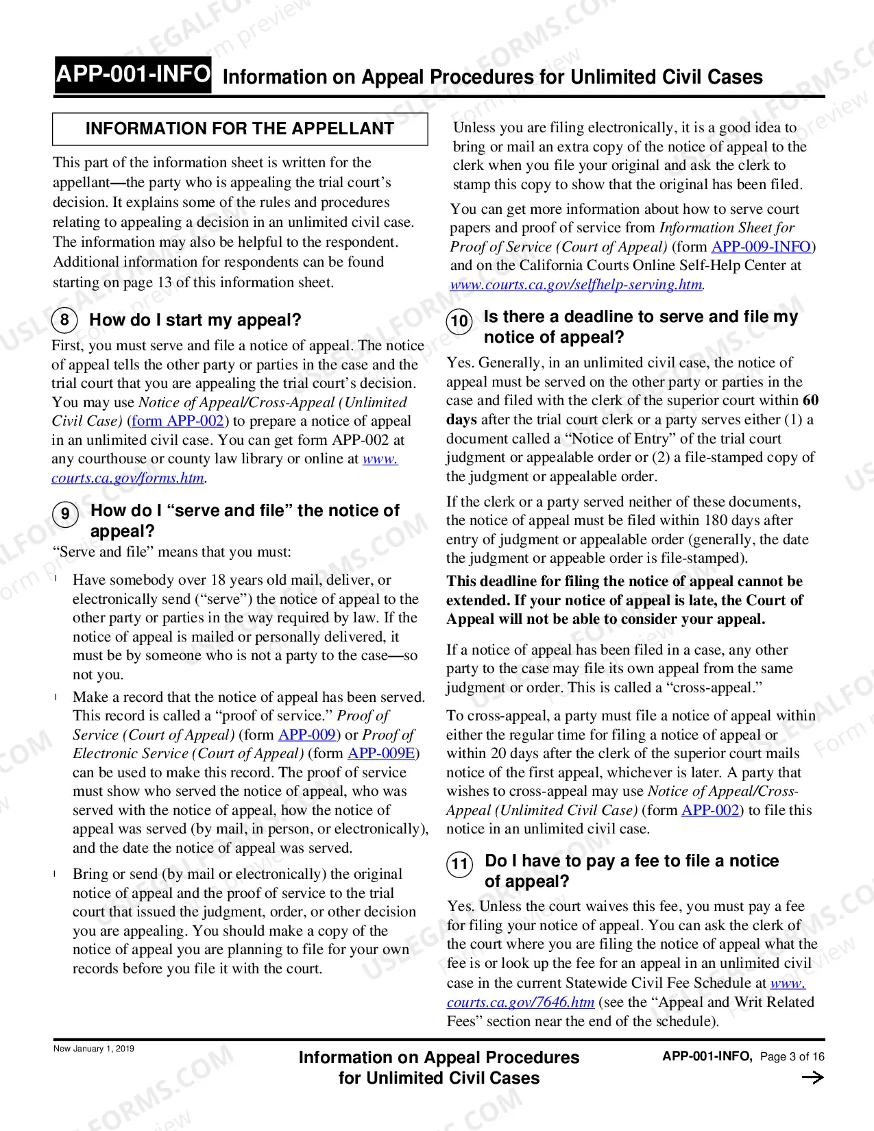 Preview Information on Appeal Procedures for Unlimited Civil Cases