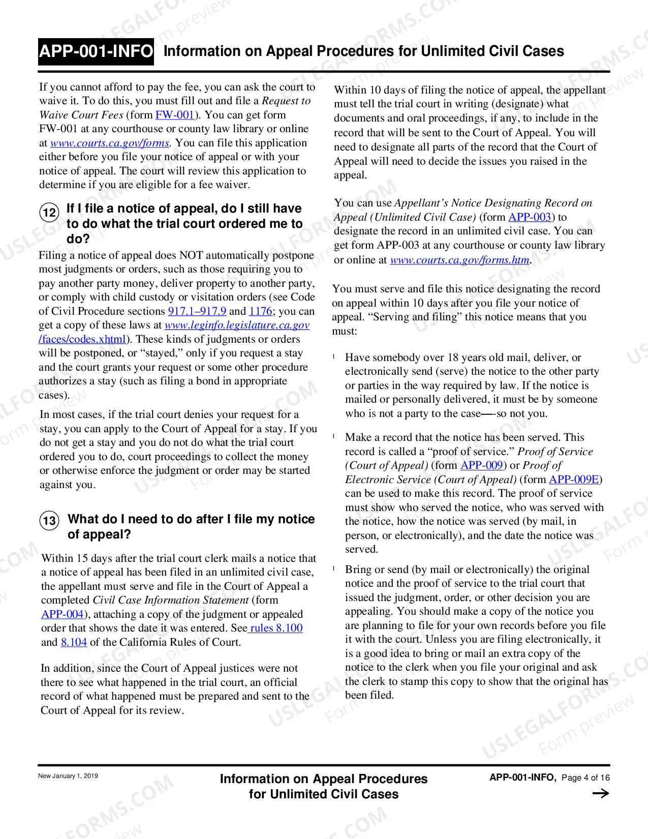 Preview Information on Appeal Procedures for Unlimited Civil Cases