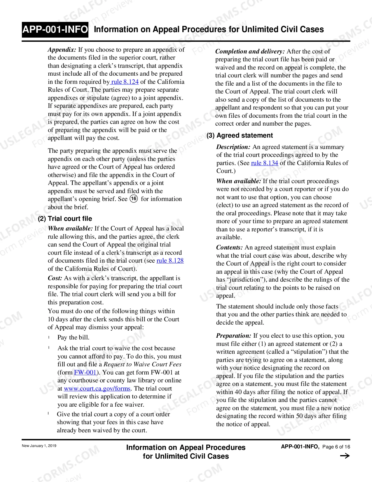 Preview Information on Appeal Procedures for Unlimited Civil Cases