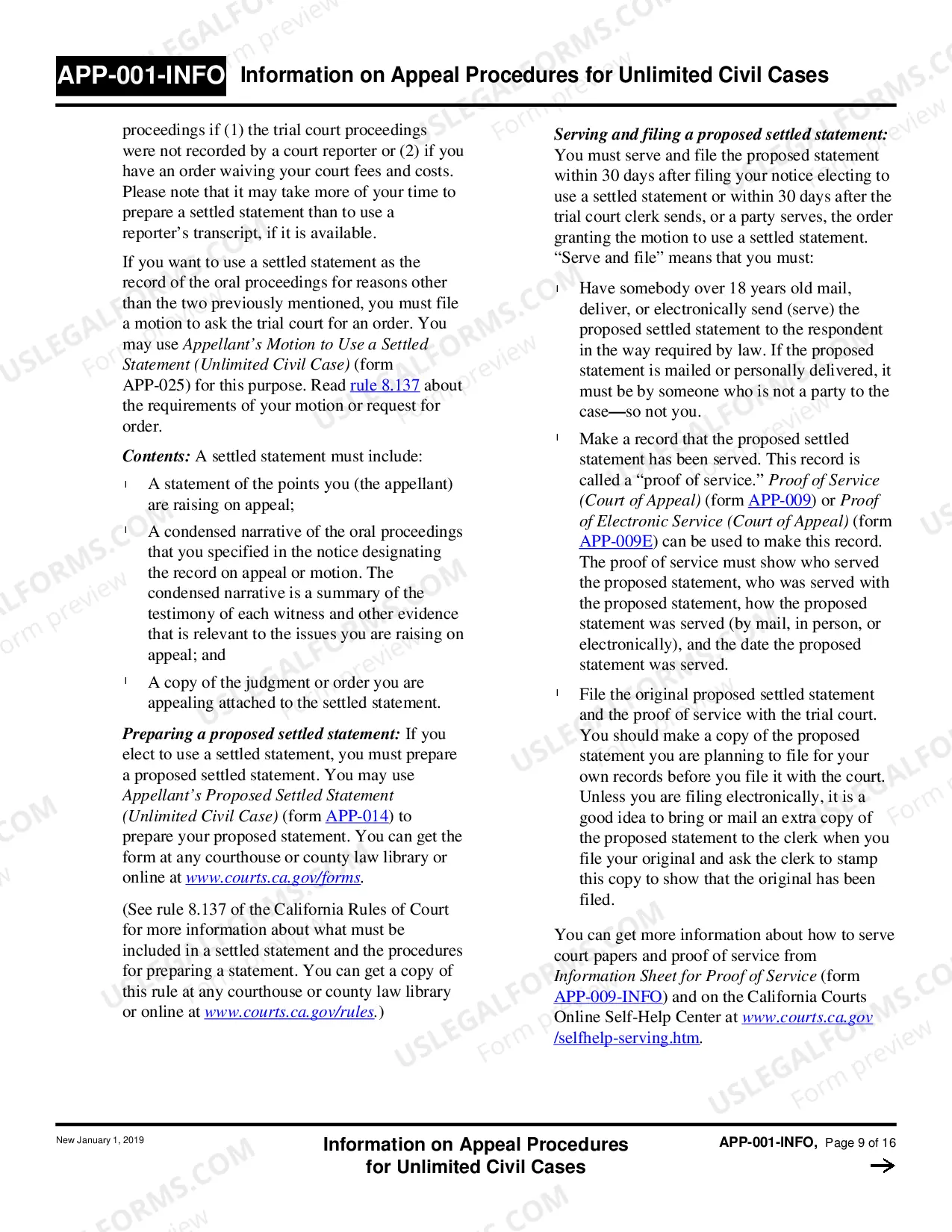 Preview Information on Appeal Procedures for Unlimited Civil Cases