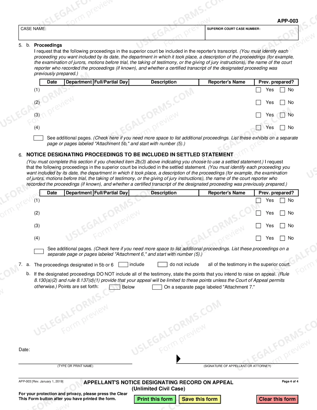 Preview Notice Designating Record on Appeal