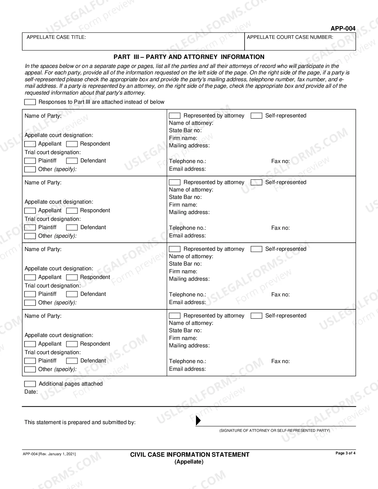 Preview Civil Case Information Statement