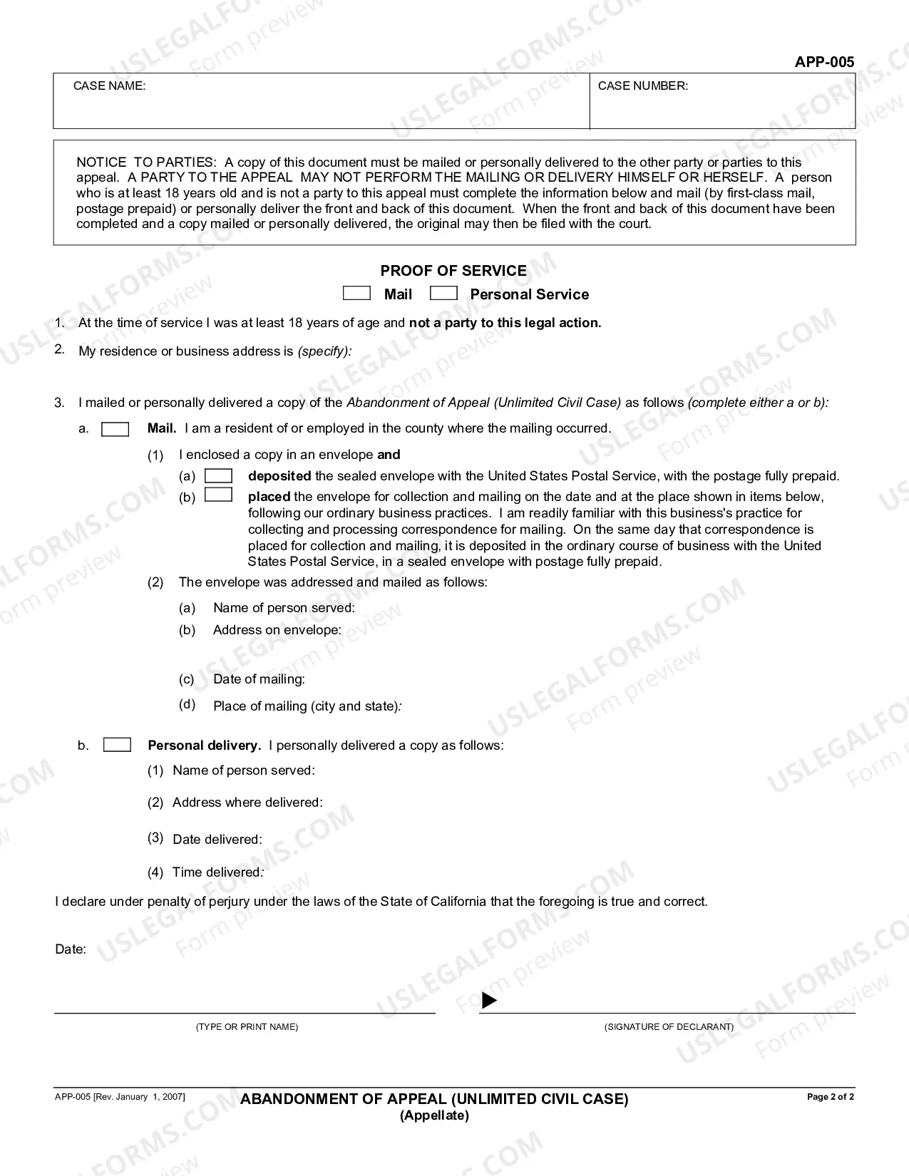 Preview Abandonment of Appeal - Civil