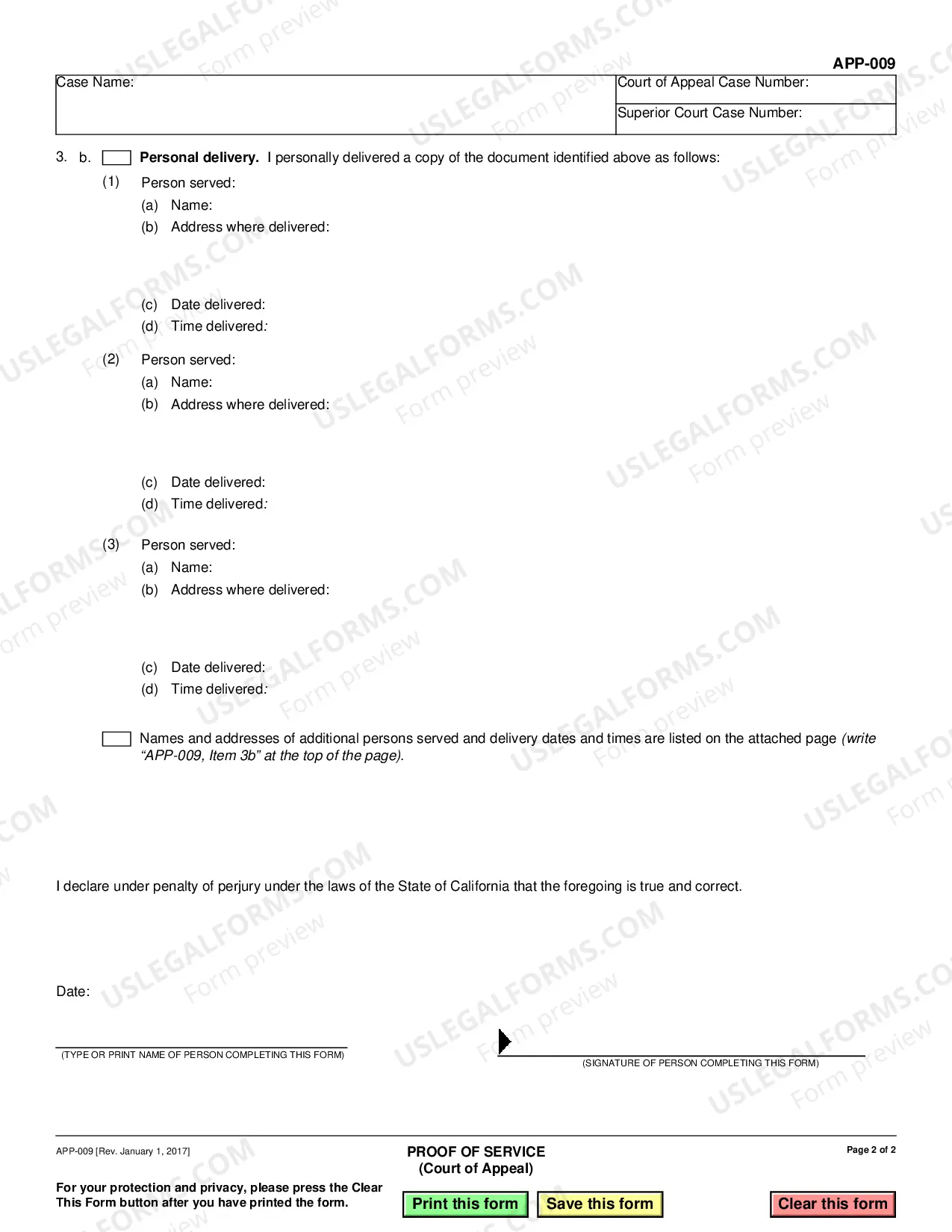 Preview Proof of Service - Court of Appeal