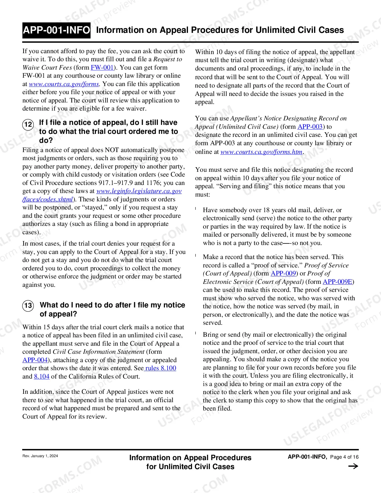 Preview Information Appeal Procedures for Limited Civil Cases
