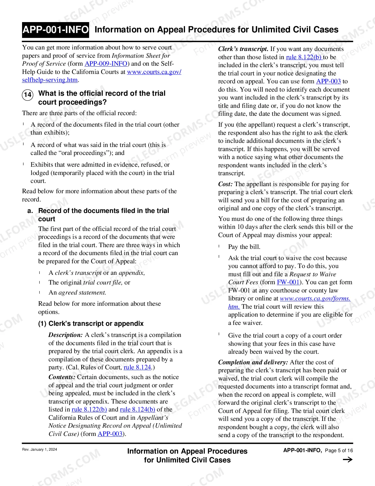 Preview Information Appeal Procedures for Limited Civil Cases