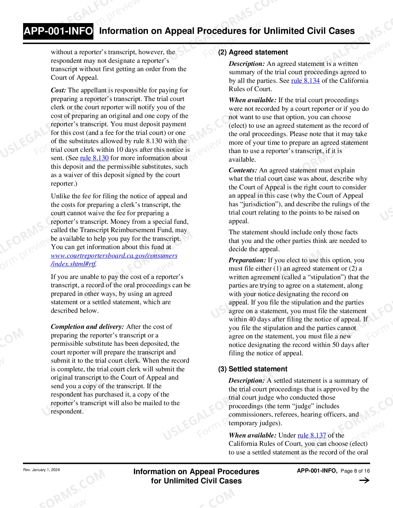 Preview Information Appeal Procedures for Limited Civil Cases
