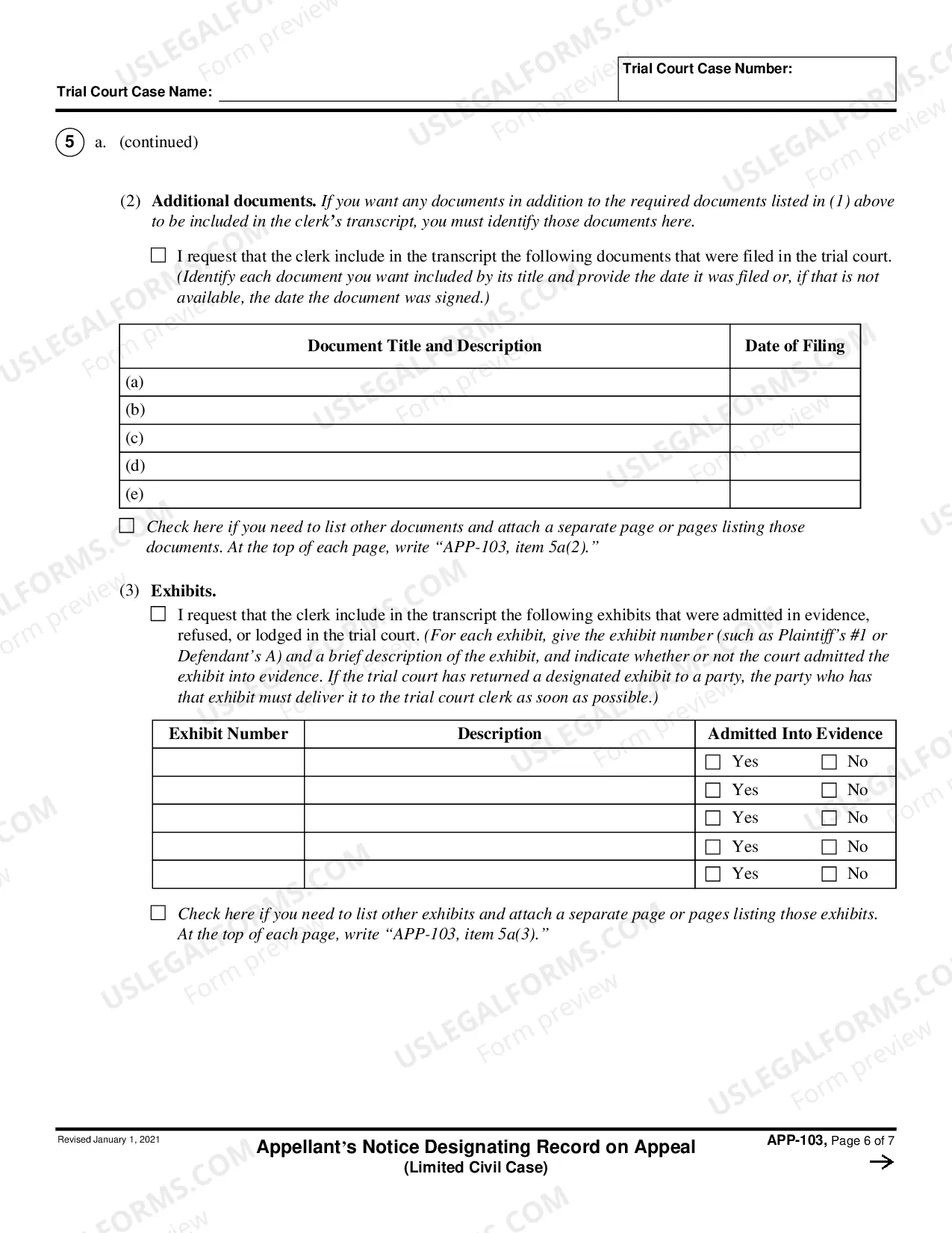 Preview Notice Designating Record on Appeal - Limited Civil Cases