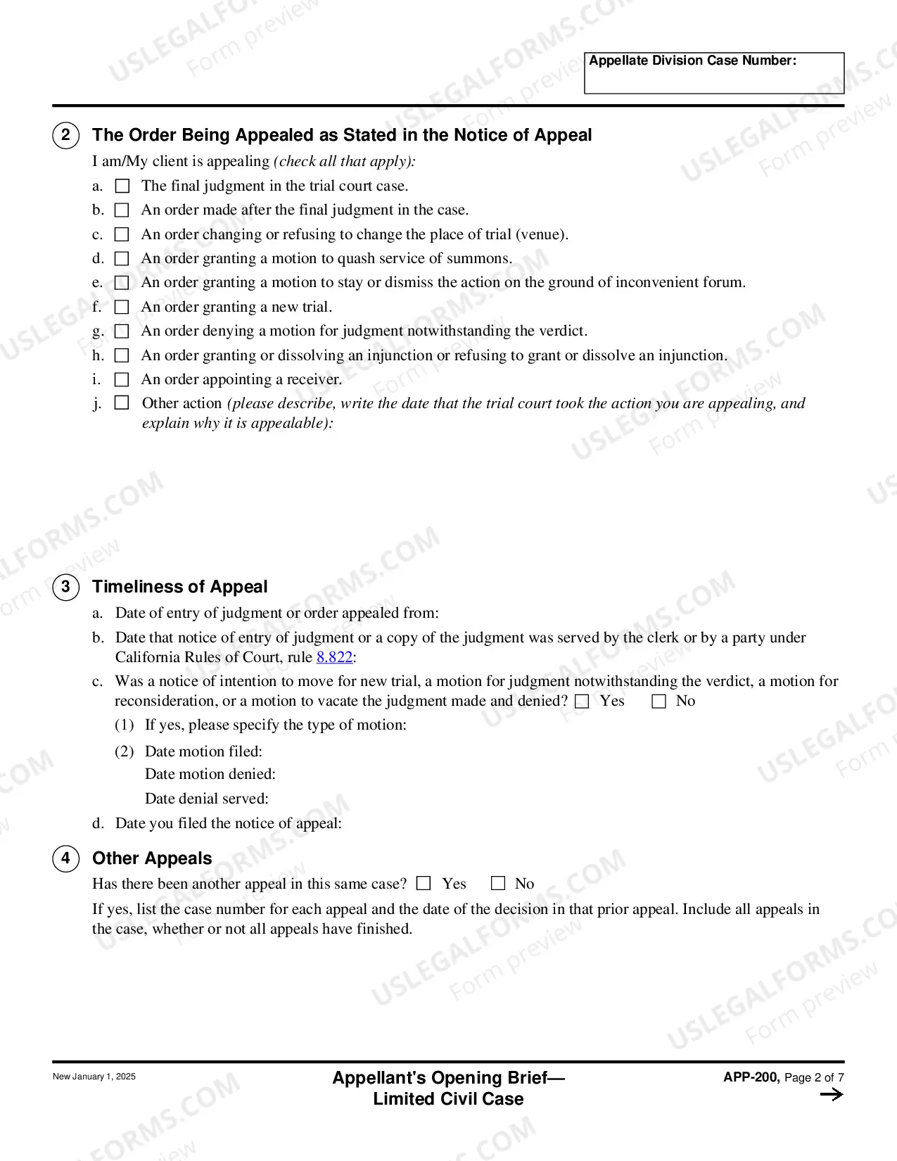 Preview Appellant's Opening Brief - Limited Civil Case
