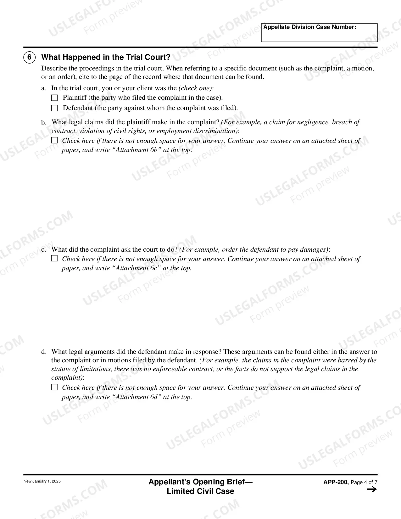 Preview Appellant's Opening Brief - Limited Civil Case