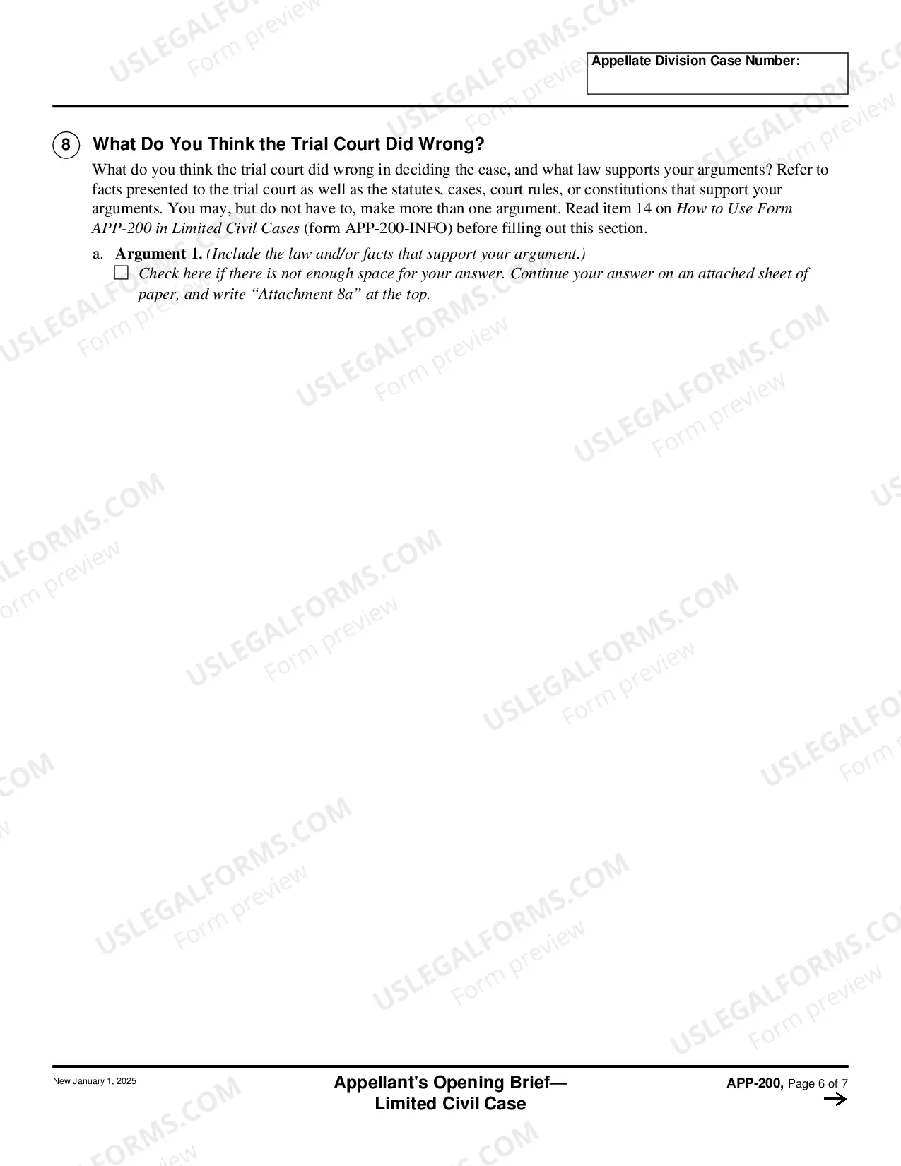 Preview Appellant's Opening Brief - Limited Civil Case