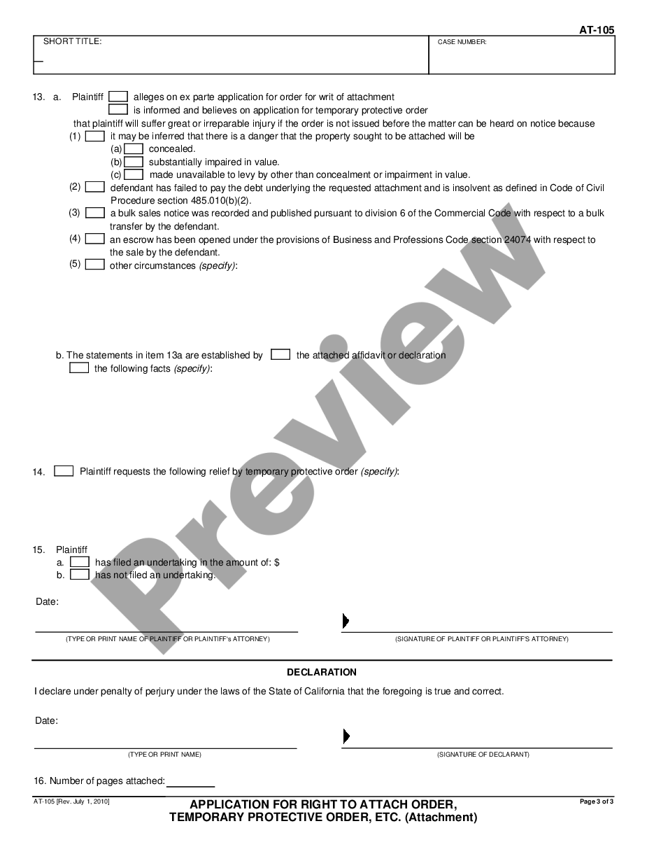 page 2 Application for Attachment, Temporary Protective Order, etc. preview