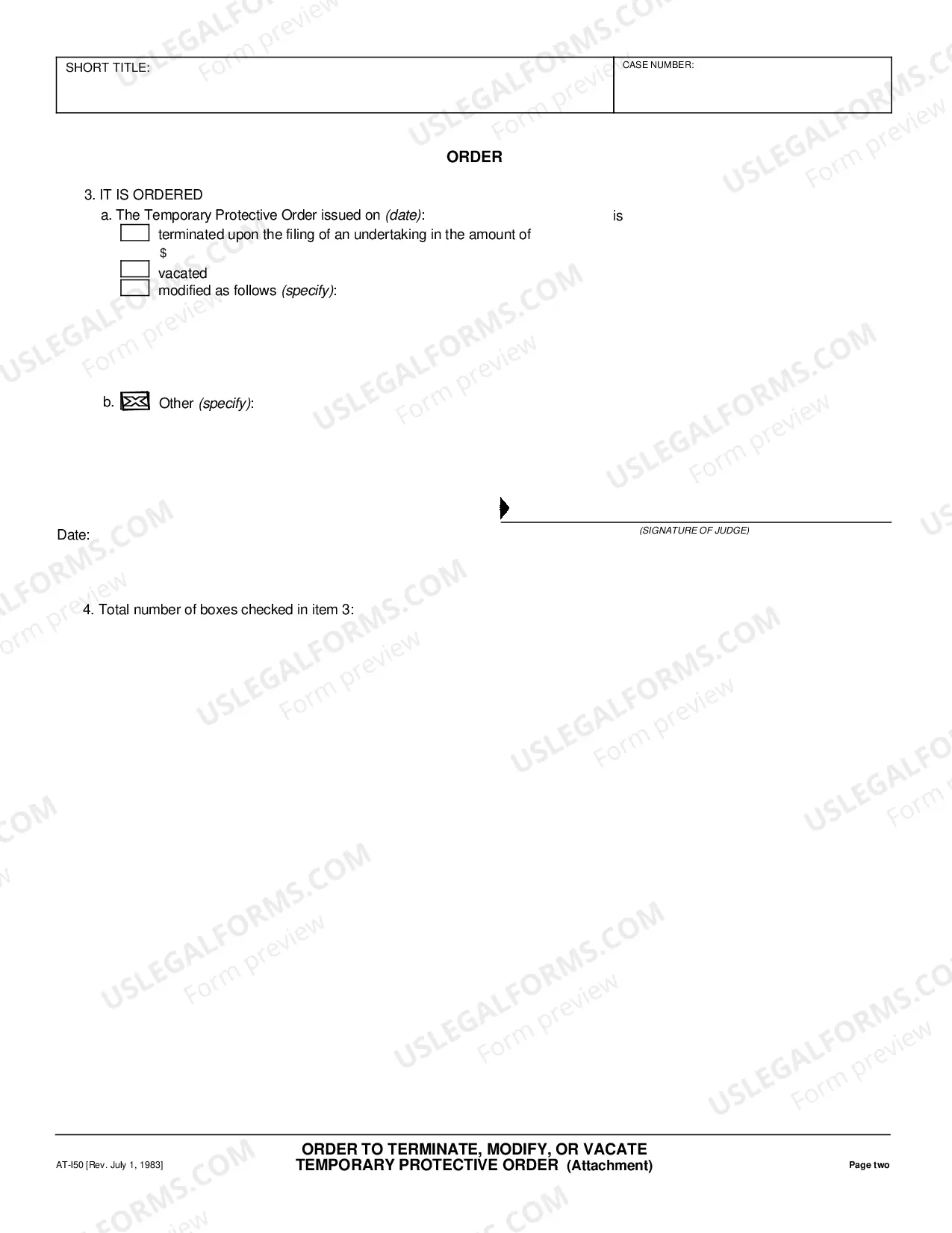 Preview Order to Terminate, Modify, or Vacate Temporary Protective Order