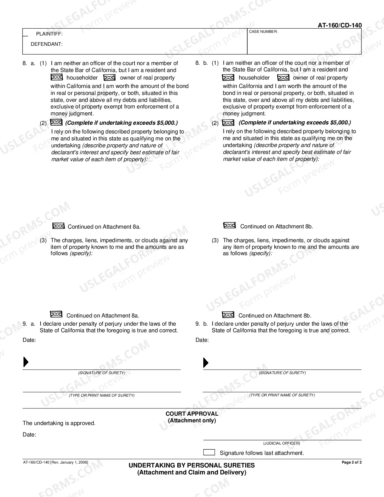 Preview Undertaking by Personal Sureties - same as CD-140