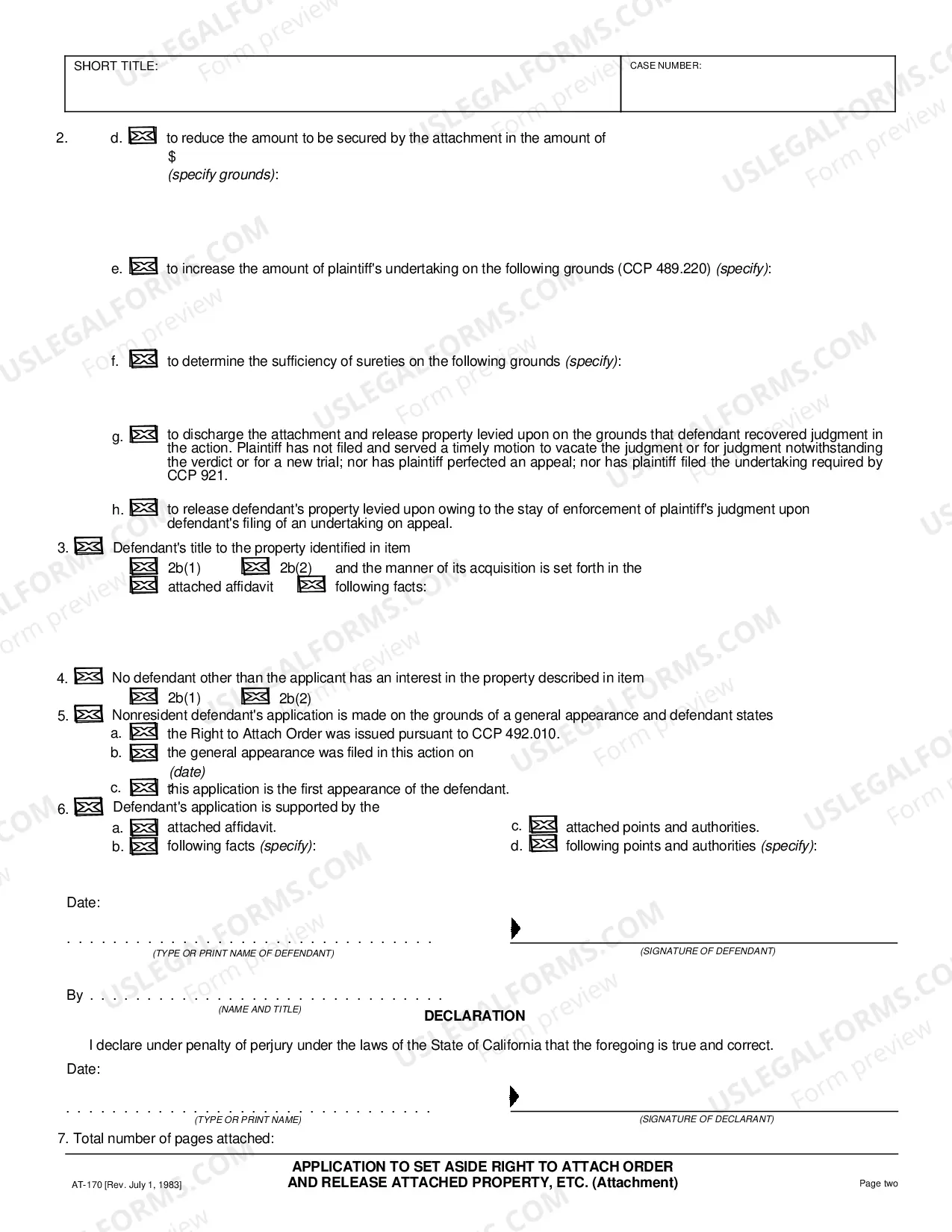 Preview Application to Set Aside Right to Attach Order and Release Attached Property, etc.