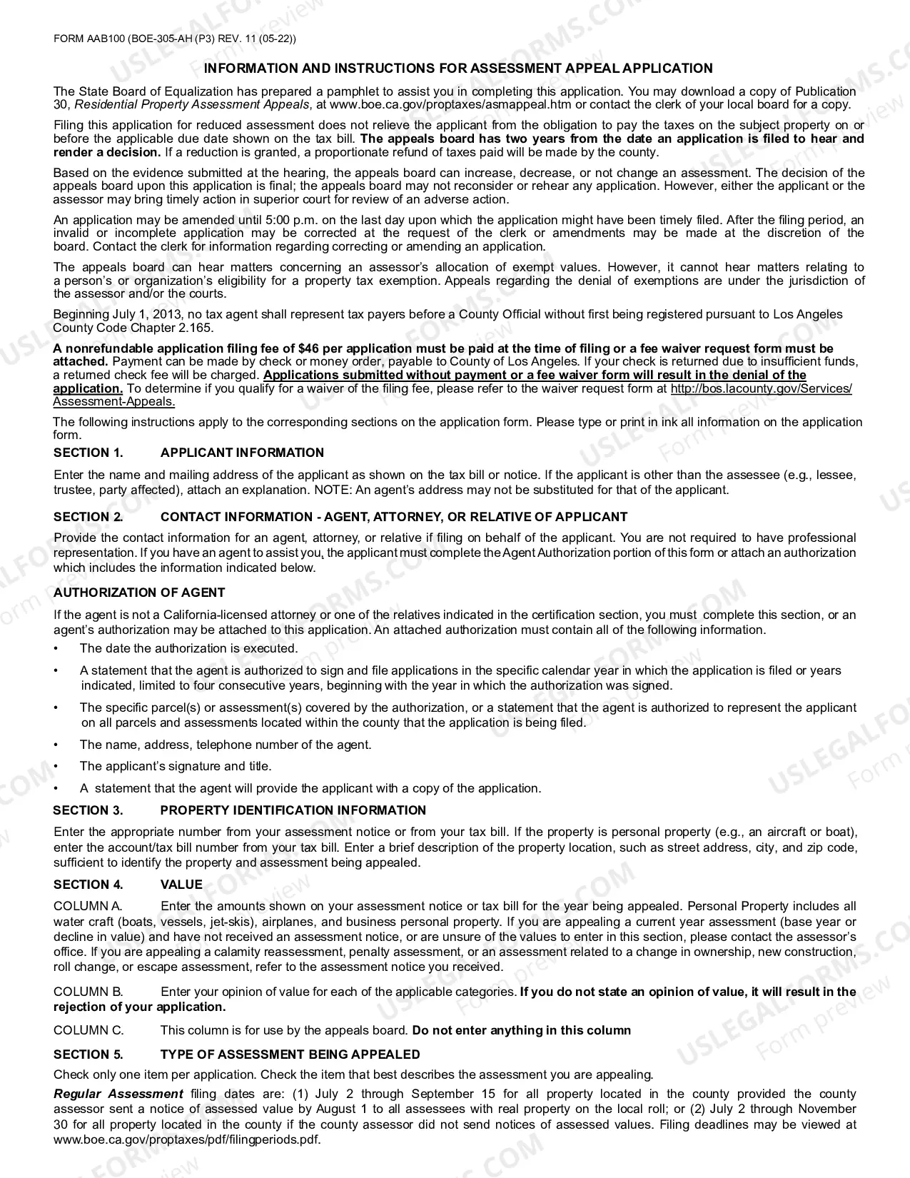 Preview Assessment Appeal Application
