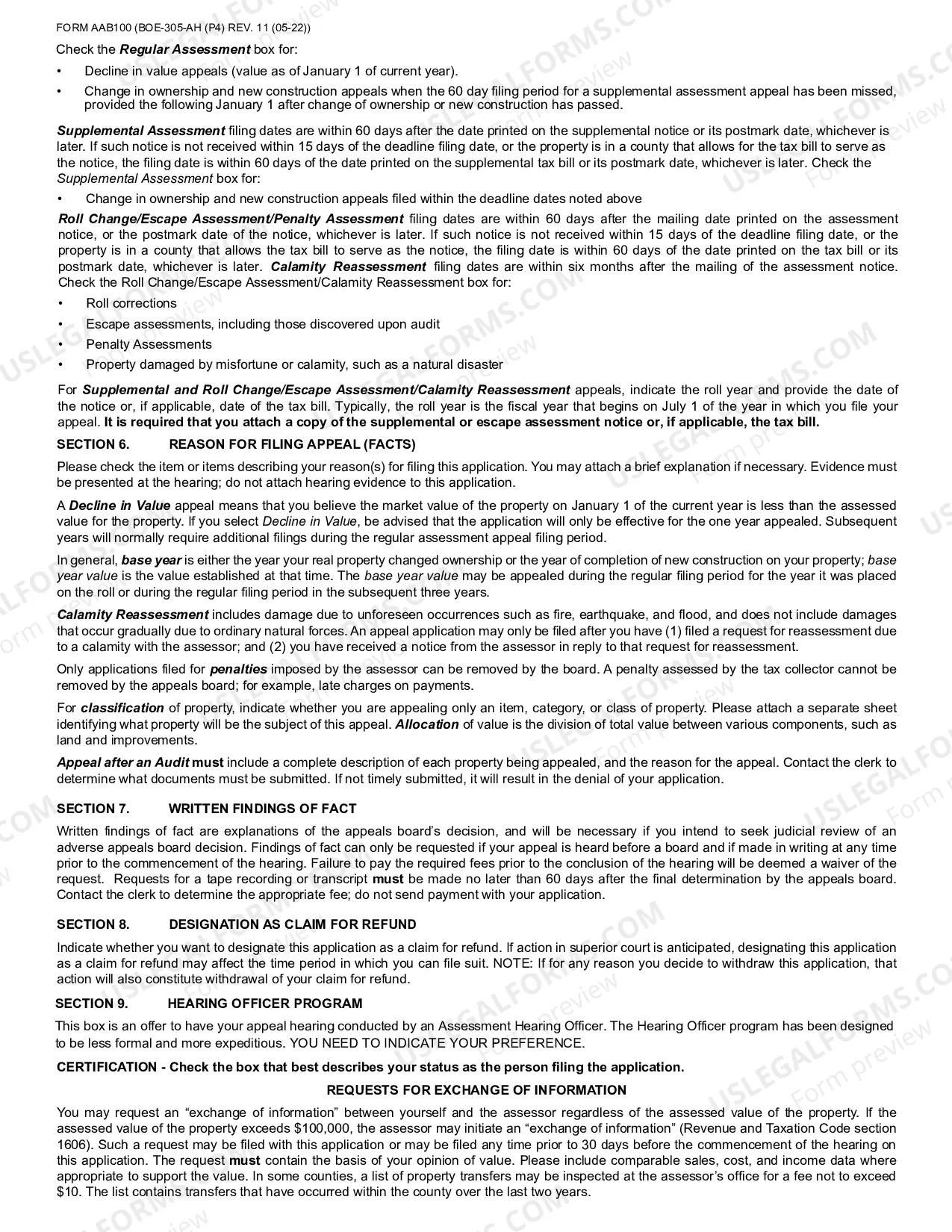 Preview Assessment Appeal Application