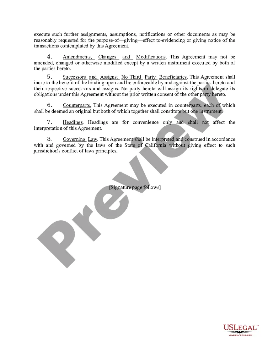 Preview Assignment and Assumption Agreement with the Regional Water Quality Control Board