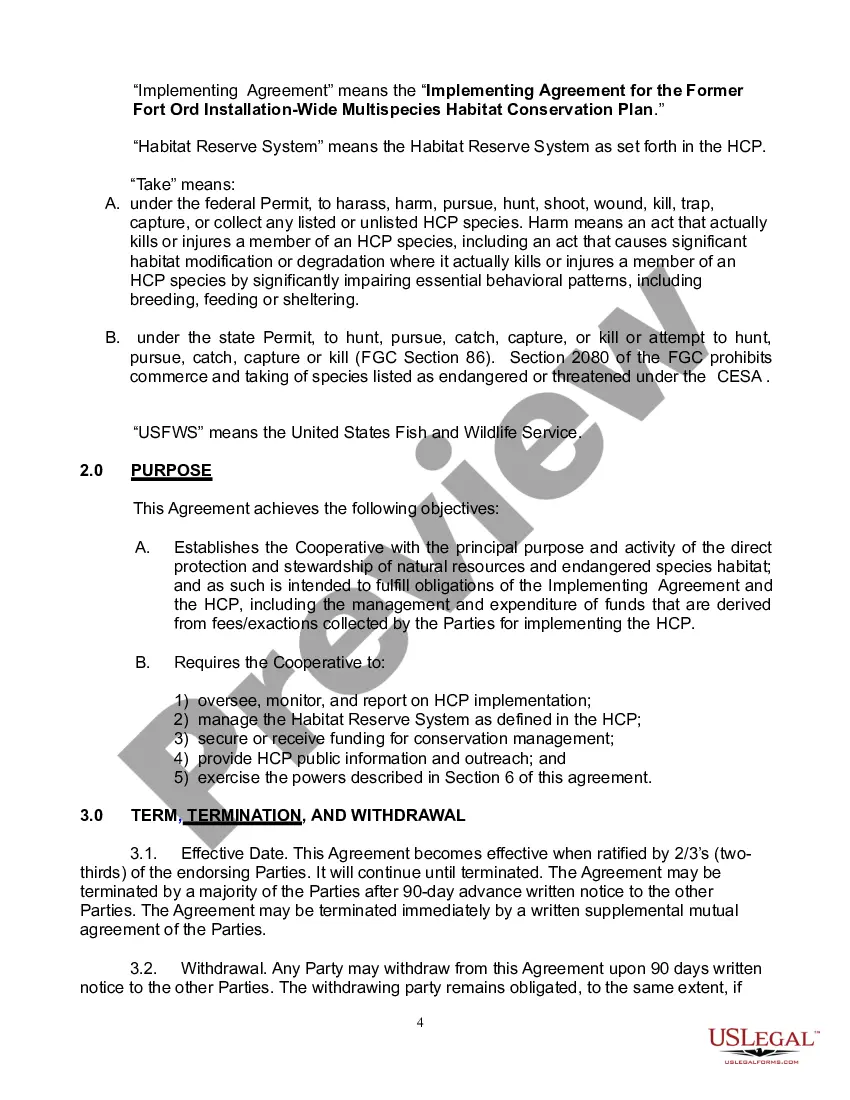 Preview Joint Exercise of Powers Agreement Creating a Habitat Cooperative