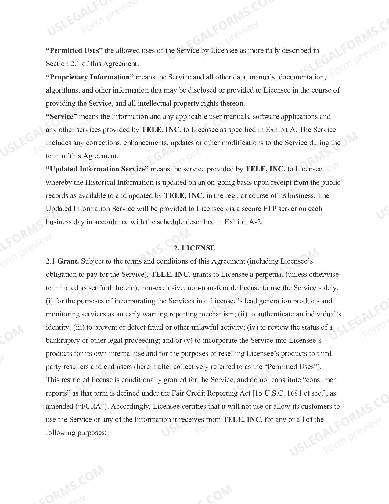Preview Data Licensing and Information Services Agreement