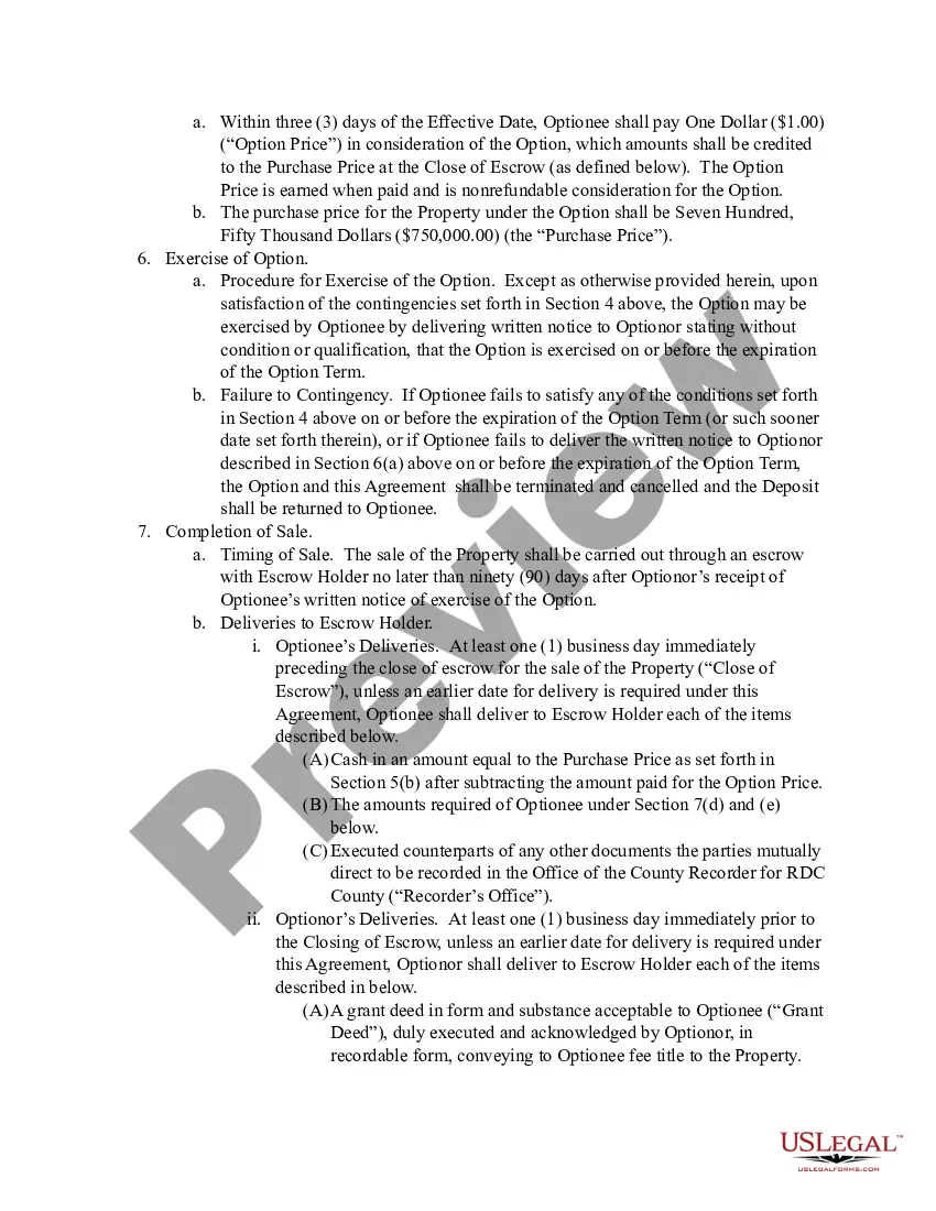 Preview Option Agreement between a LLC and a political subdivision of the State