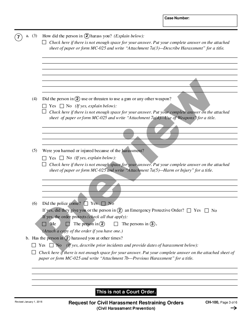 Fullerton California Request For Civil Harassment Restraining Orders ...