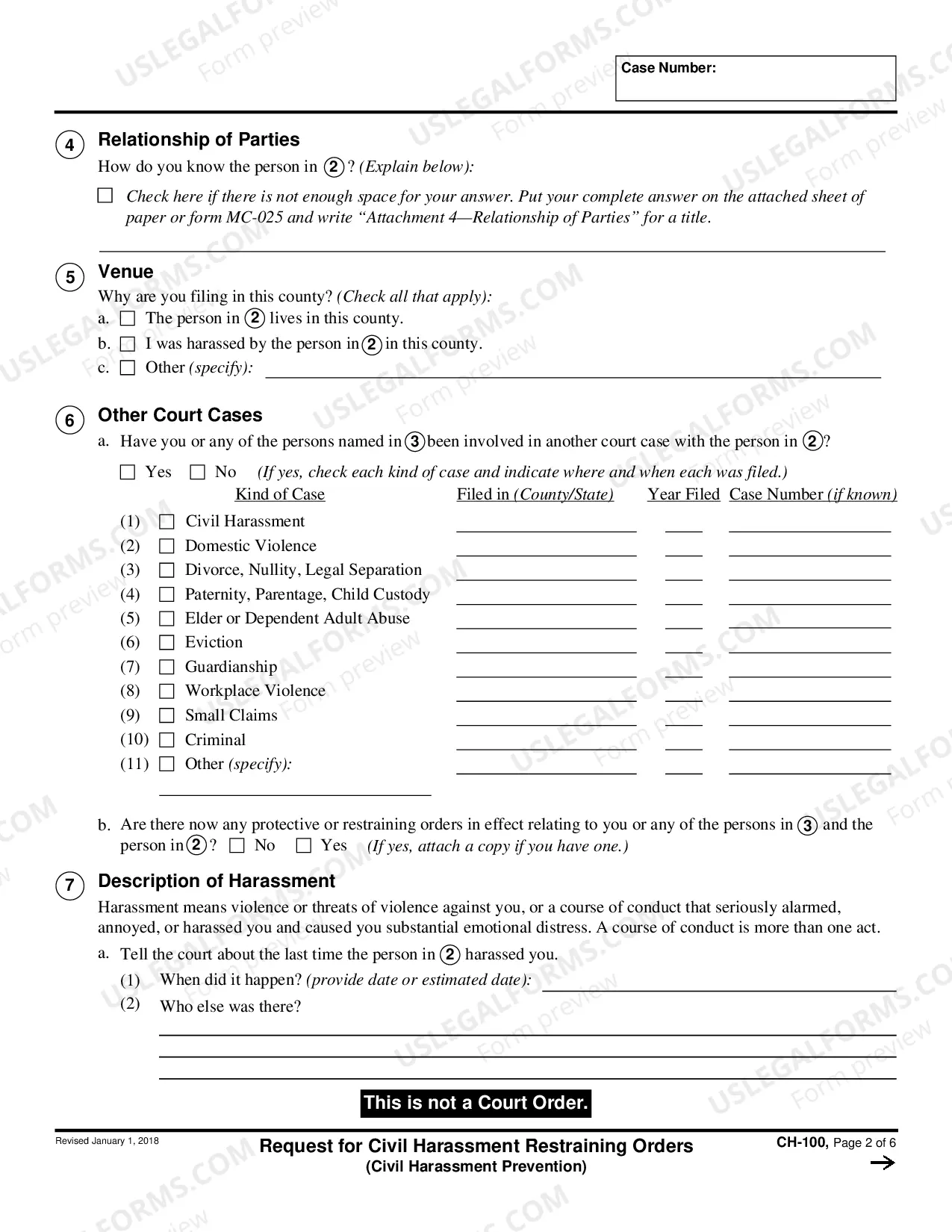 Preview Request for Civil Harassment Restraining Orders