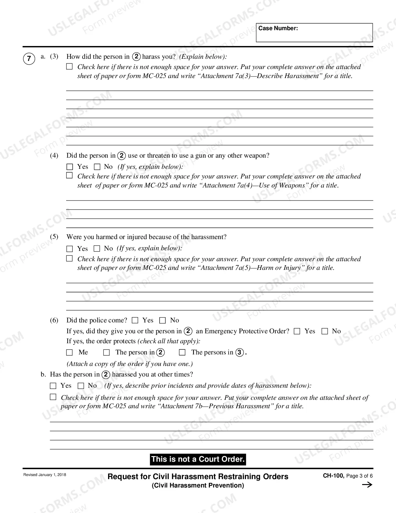 Preview Request for Civil Harassment Restraining Orders