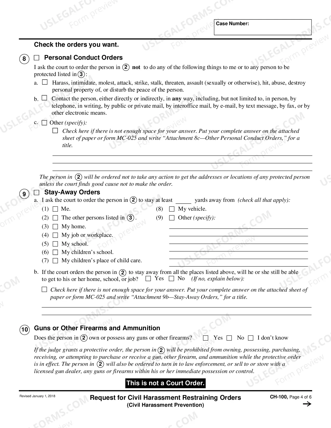 Preview Request for Civil Harassment Restraining Orders