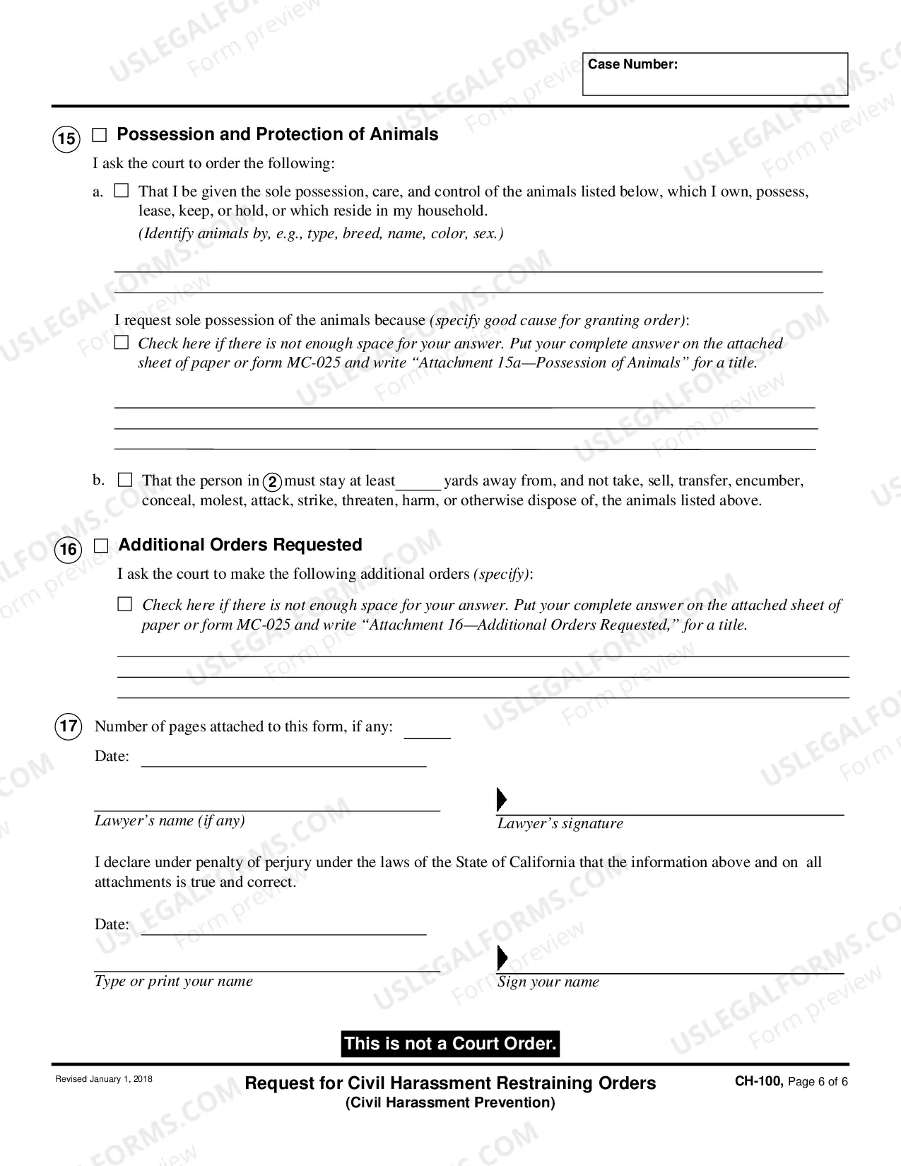 Preview Request for Civil Harassment Restraining Orders