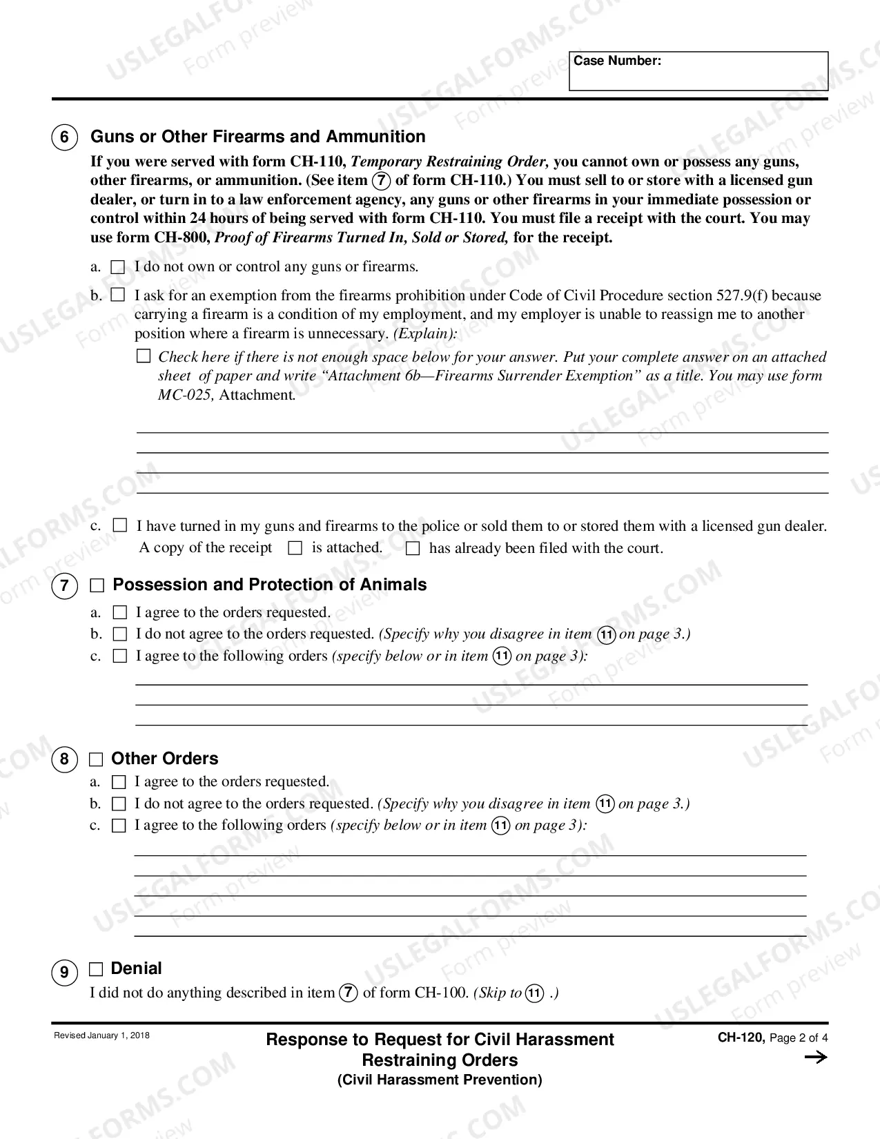 Preview Response to Request for Civil Harassment Restraining Orders