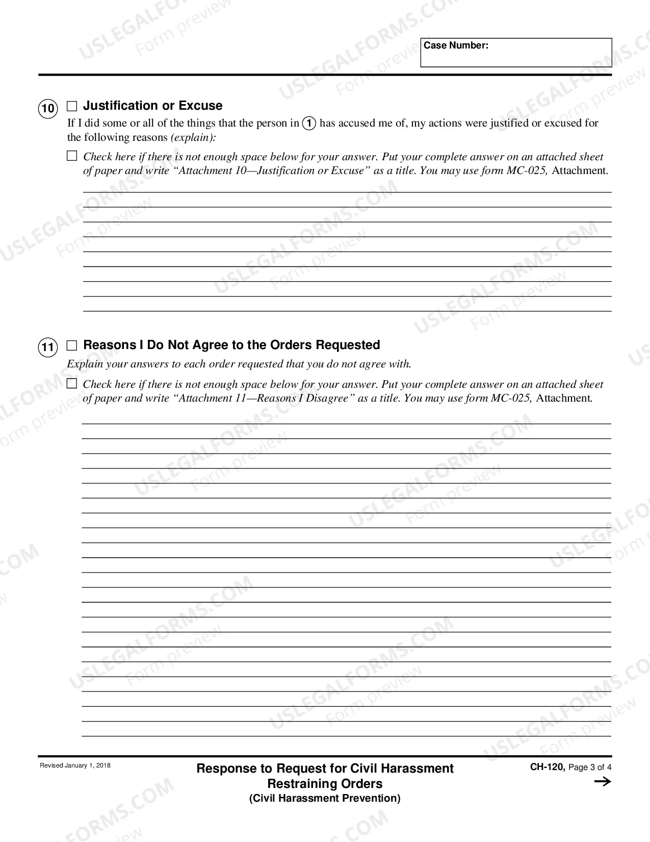 Preview Response to Request for Civil Harassment Restraining Orders