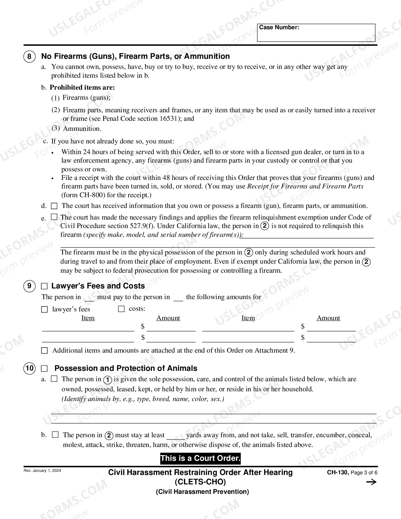 Preview Civil Harassment Restraining Order after Hearing