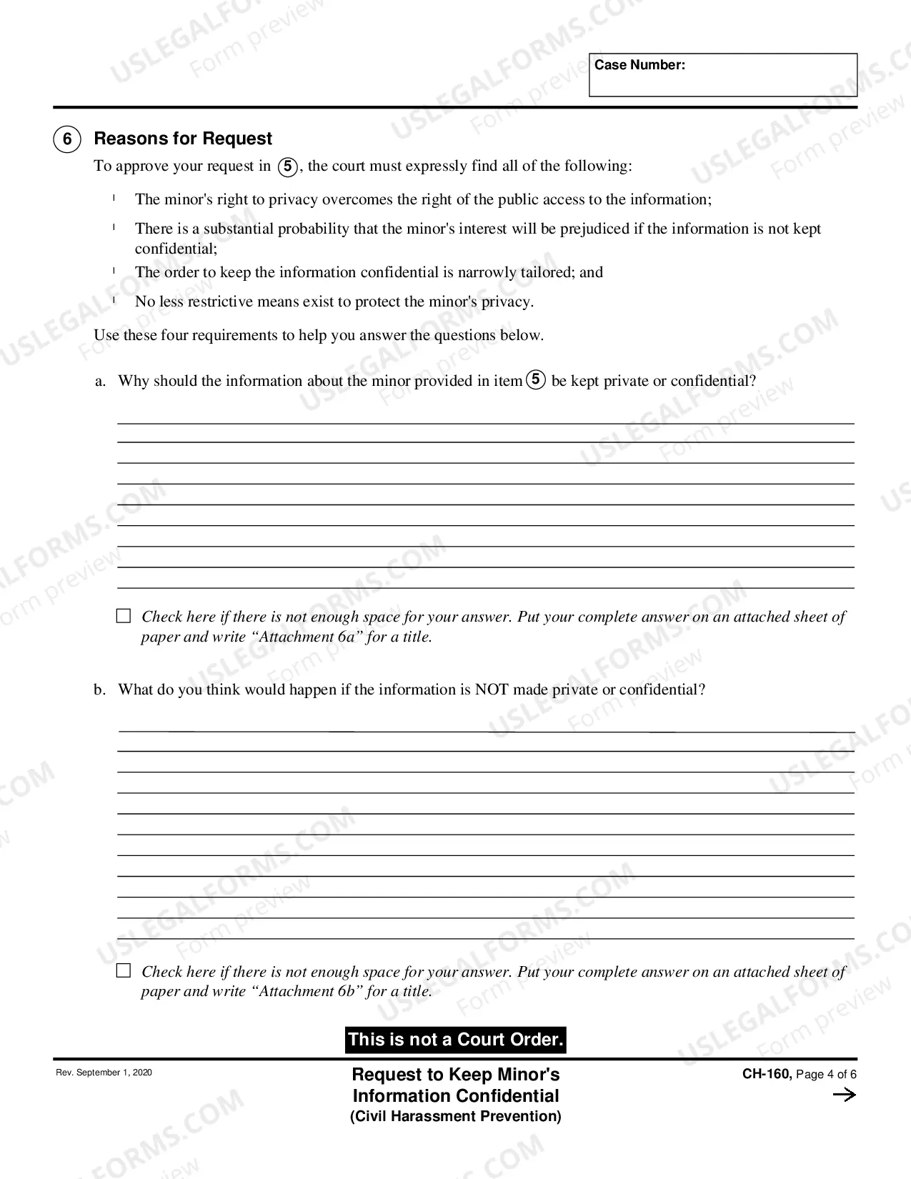 Preview Request to Keep Minor's Information Confidential - Civil Harassment Prevention