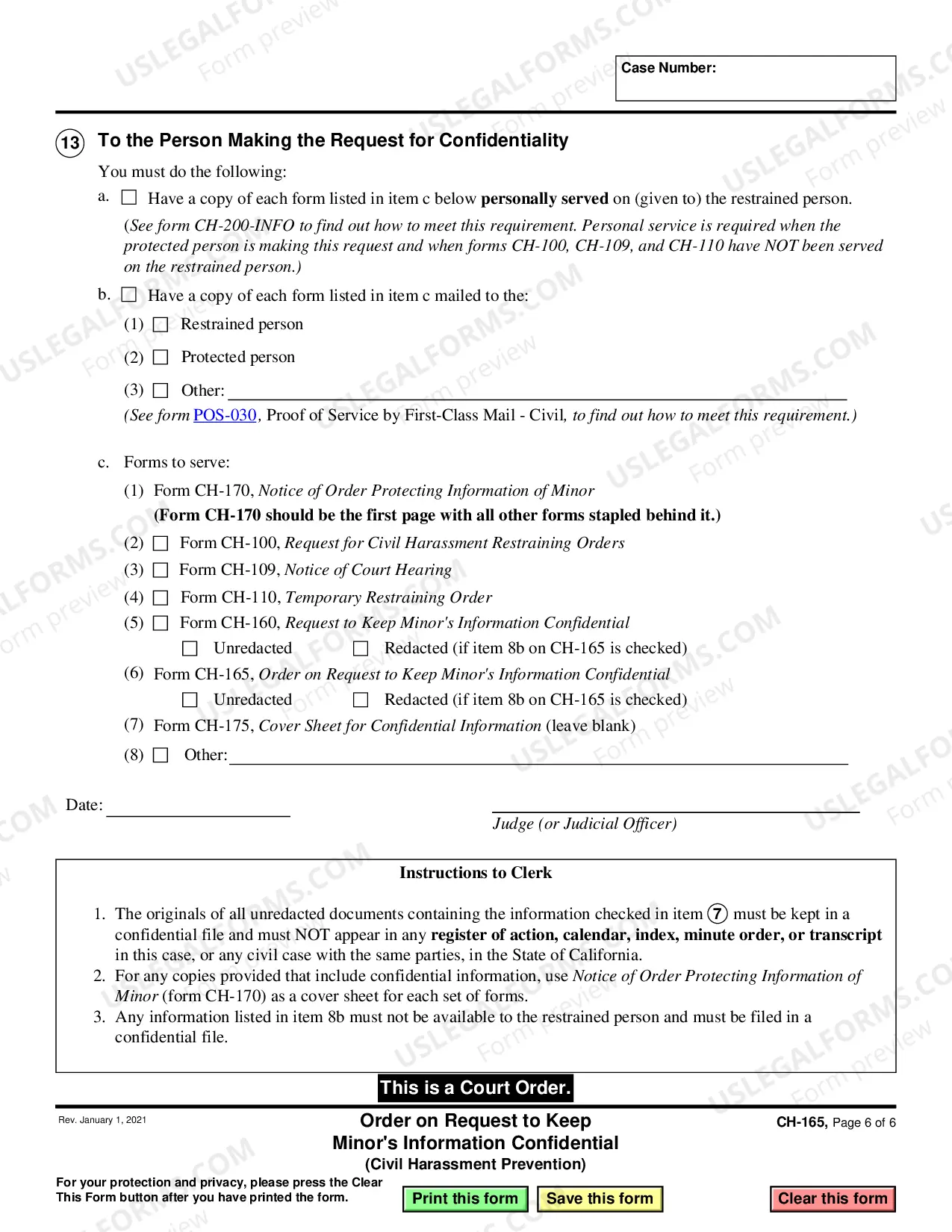 Preview Order to Request to Keep Minor's Information Confidential