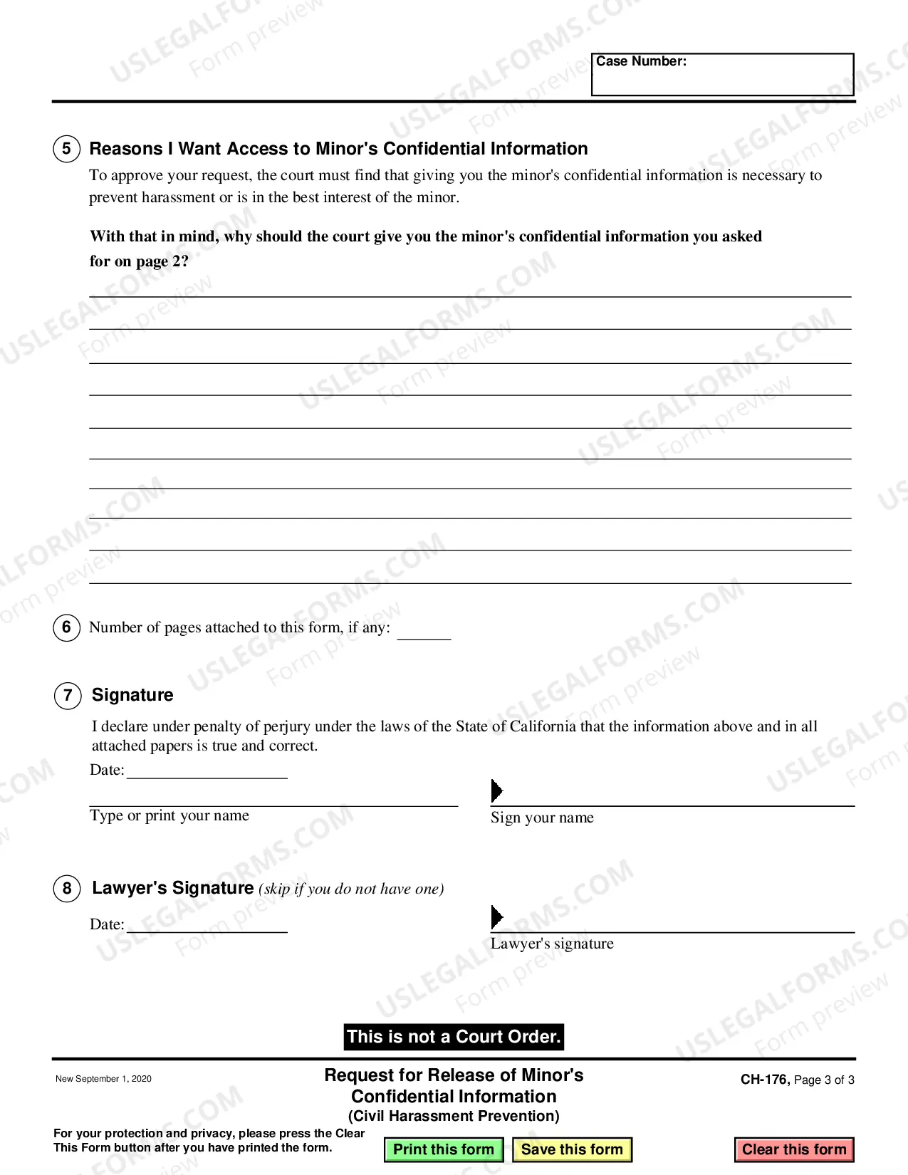 Preview Request for Release of Minor's Confidential Information
