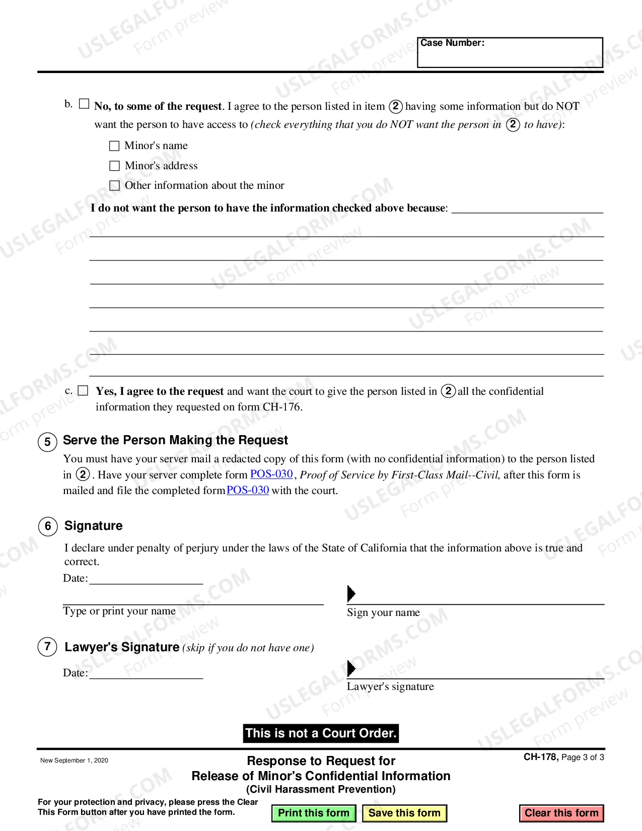 Preview Response to Request for Release of Minor's Confidential Information