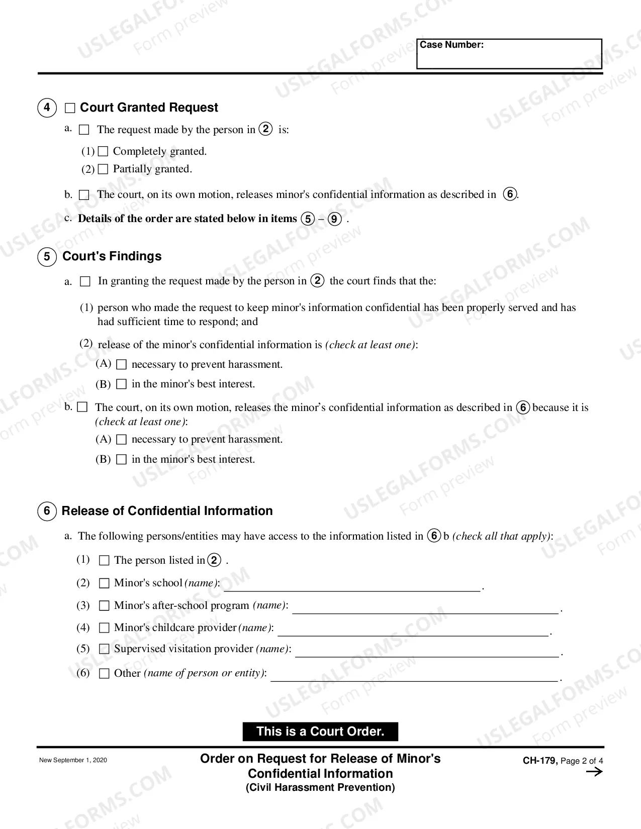 Preview Order on Request for Release of Minor's Confidential Information