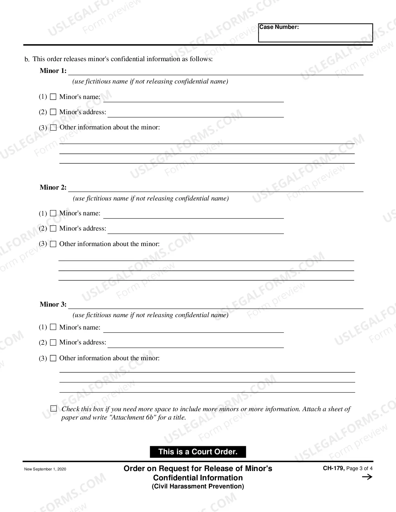 Preview Order on Request for Release of Minor's Confidential Information