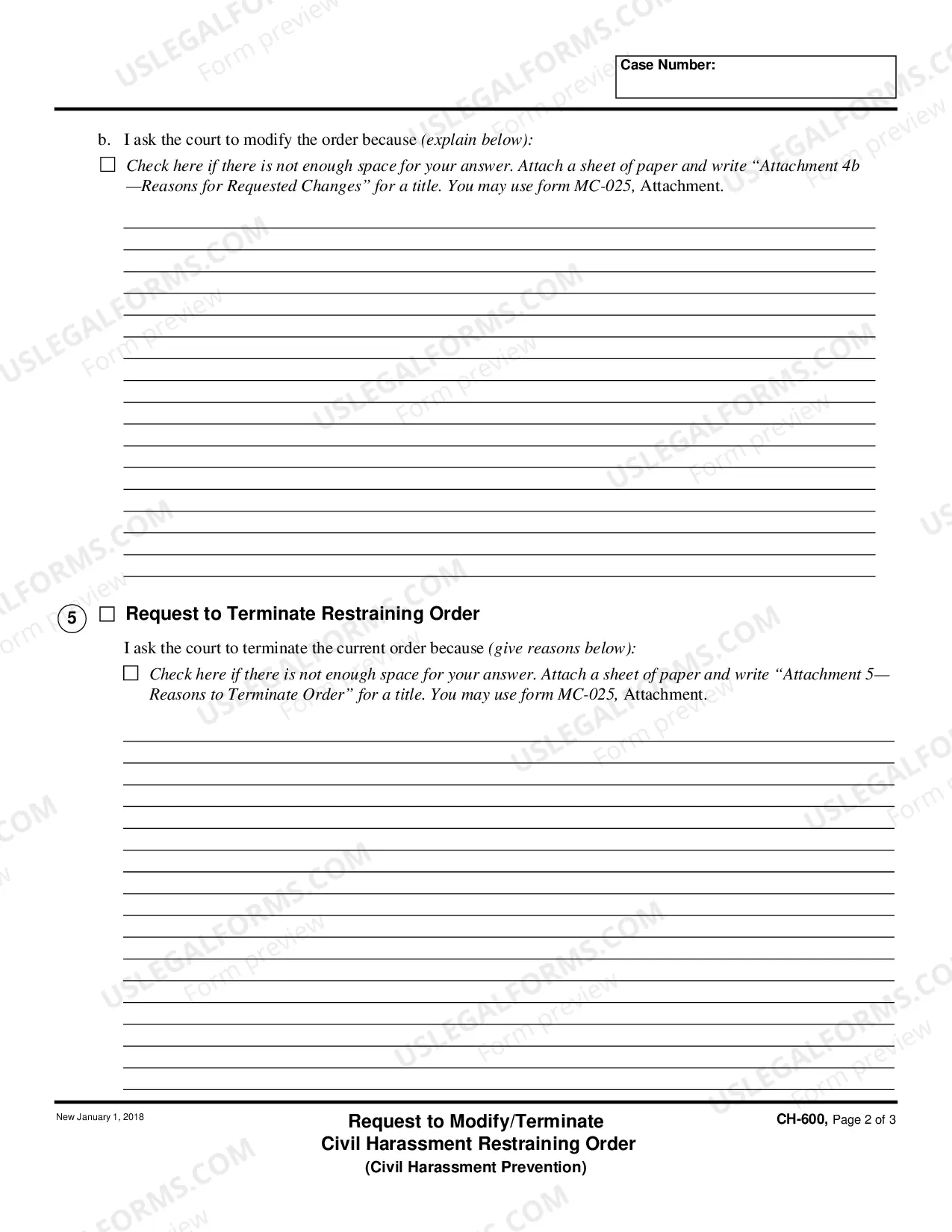 Preview Request to Modify or Terminate Civil Harassment Restraining Order