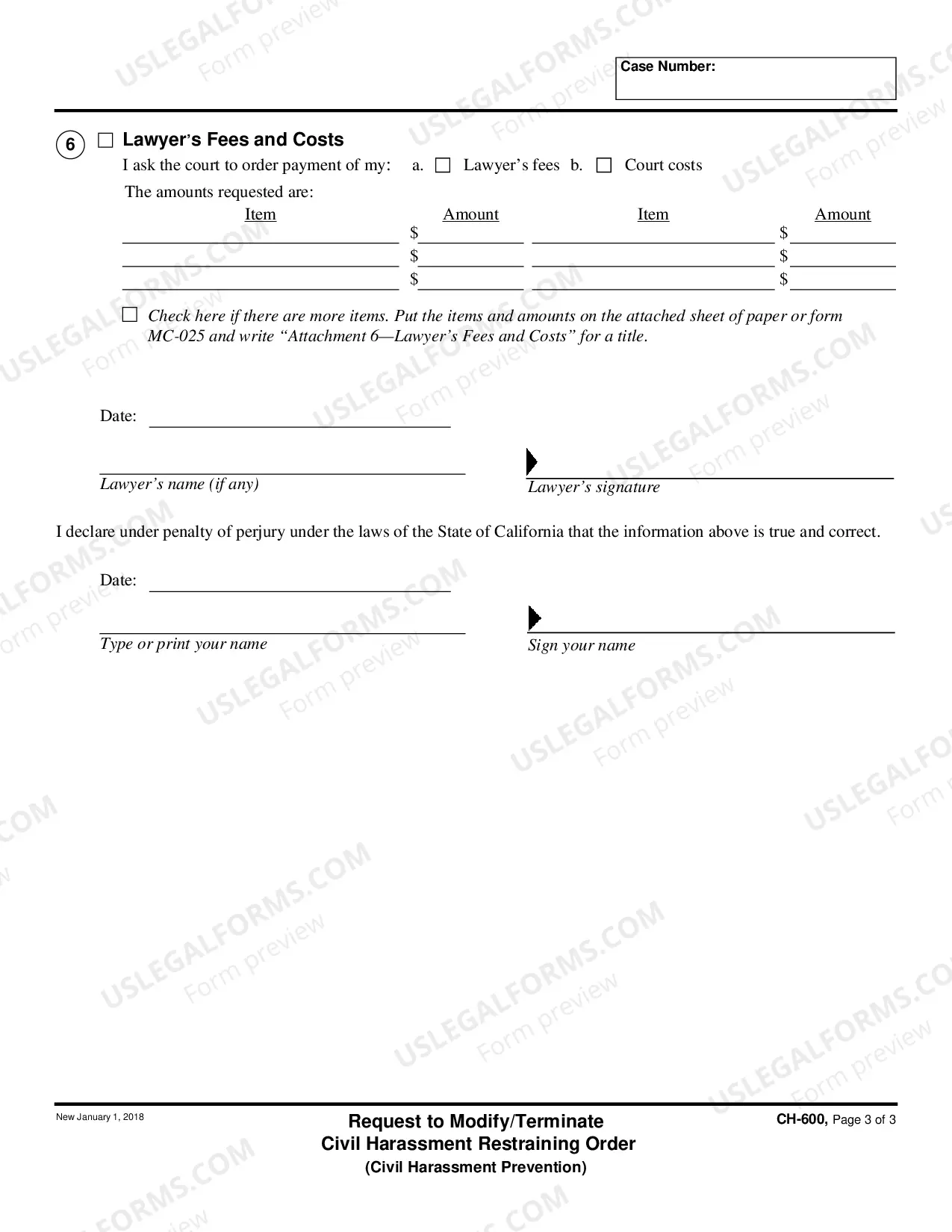 Preview Request to Modify or Terminate Civil Harassment Restraining Order