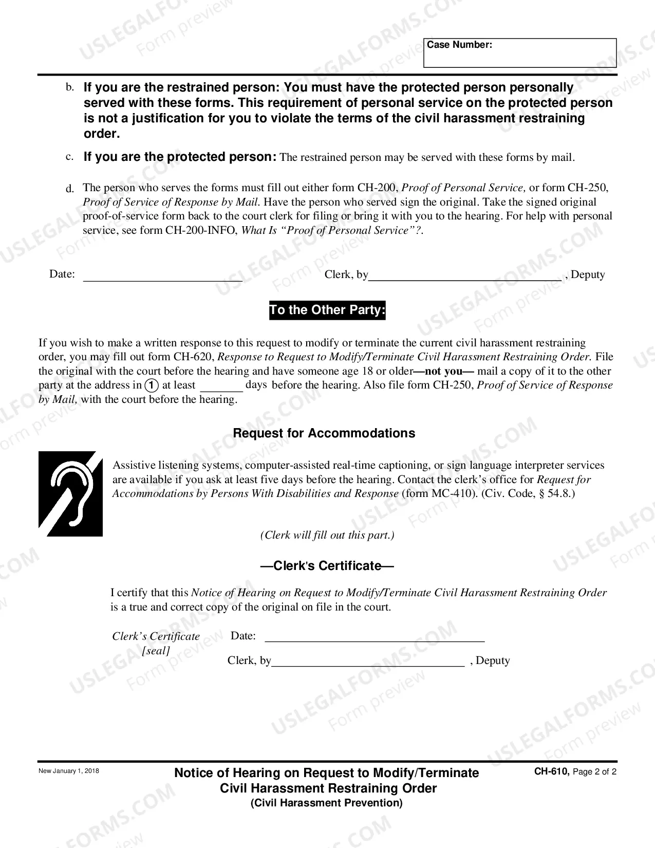Preview Notice of Hearing on Request to Modify or Terminate Civil Harassment Restraining Order