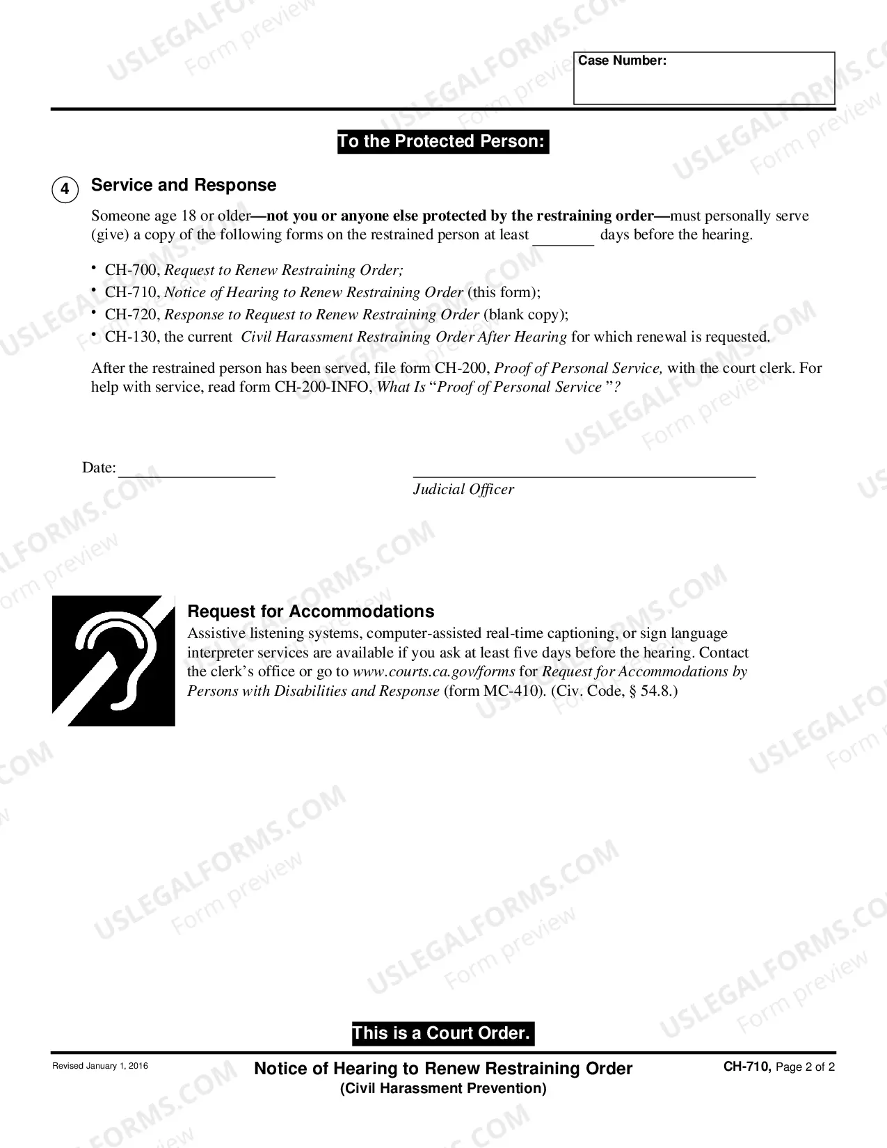 Preview Notice of Hearing to Renew Restraining Order