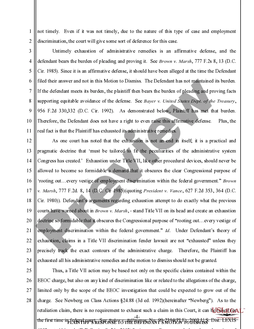 Preview Plaintiff's Opposition to Defendant's Motion to Dismiss