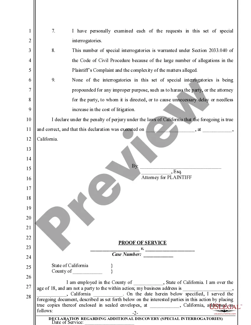 Preview Declaration of Attorney regarding Additional Discovery