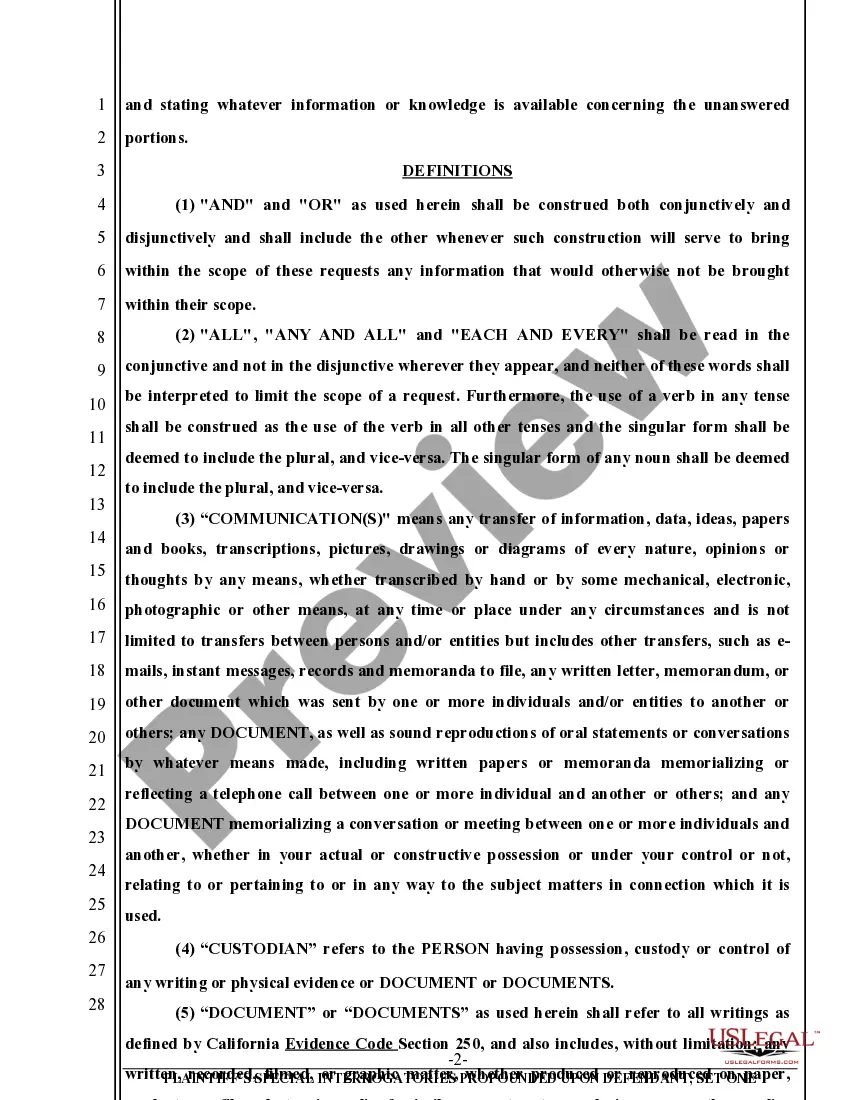 Preview Special Interrogatories in civil action involving employment dispute